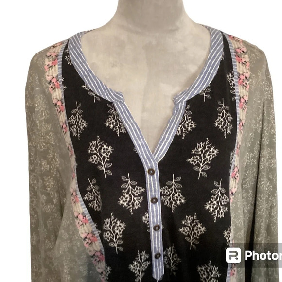 Style & co blouse womens SZ 3X Henley pullover cottagecore bohemian - Picture 2 of 11